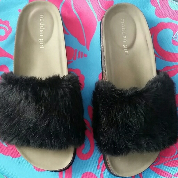 madden girl fur slides
